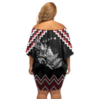 New Zealand Christmas Taniko Poutama Family Matching Off Shoulder Short Dress and Hawaiian Shirt Mountainscape Maori Fern LT7 - Polynesian Pride