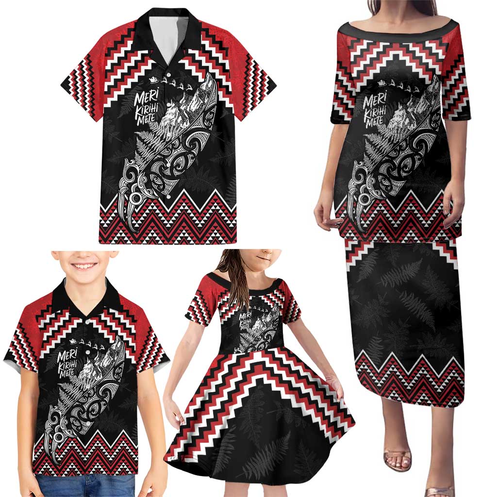 New Zealand Christmas Taniko Poutama Family Matching Puletasi and Hawaiian Shirt Mountainscape Maori Fern LT7 - Polynesian Pride