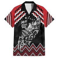 New Zealand Christmas Taniko Poutama Family Matching Puletasi and Hawaiian Shirt Mountainscape Maori Fern LT7 Dad's Shirt - Short Sleeve Black - Polynesian Pride