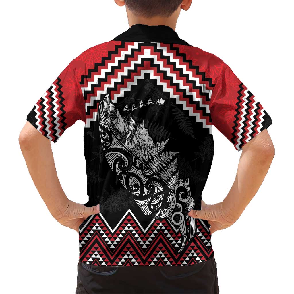 New Zealand Christmas Taniko Poutama Family Matching Summer Maxi Dress and Hawaiian Shirt Mountainscape Maori Fern LT7 - Polynesian Pride
