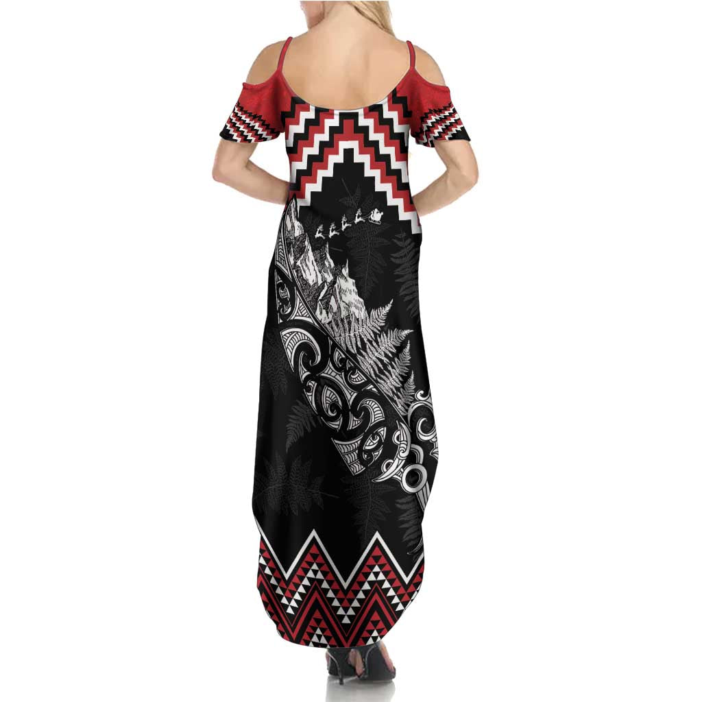 New Zealand Christmas Taniko Poutama Family Matching Summer Maxi Dress and Hawaiian Shirt Mountainscape Maori Fern LT7 - Polynesian Pride
