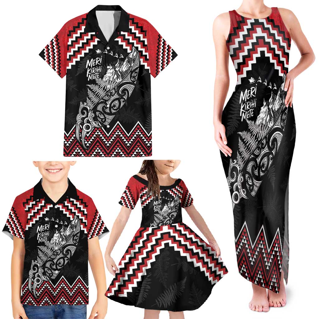 New Zealand Christmas Taniko Poutama Family Matching Tank Maxi Dress and Hawaiian Shirt Mountainscape Maori Fern LT7 - Polynesian Pride