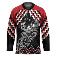 New Zealand Christmas Taniko Poutama Hockey Jersey Mountainscape Maori Fern - Polynesian Pride