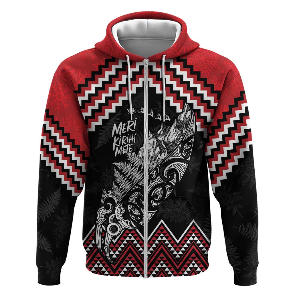New Zealand Christmas Taniko Poutama Hoodie Mountainscape Maori Fern - Polynesian Pride