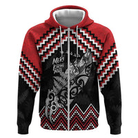 New Zealand Christmas Taniko Poutama Hoodie Mountainscape Maori Fern - Polynesian Pride