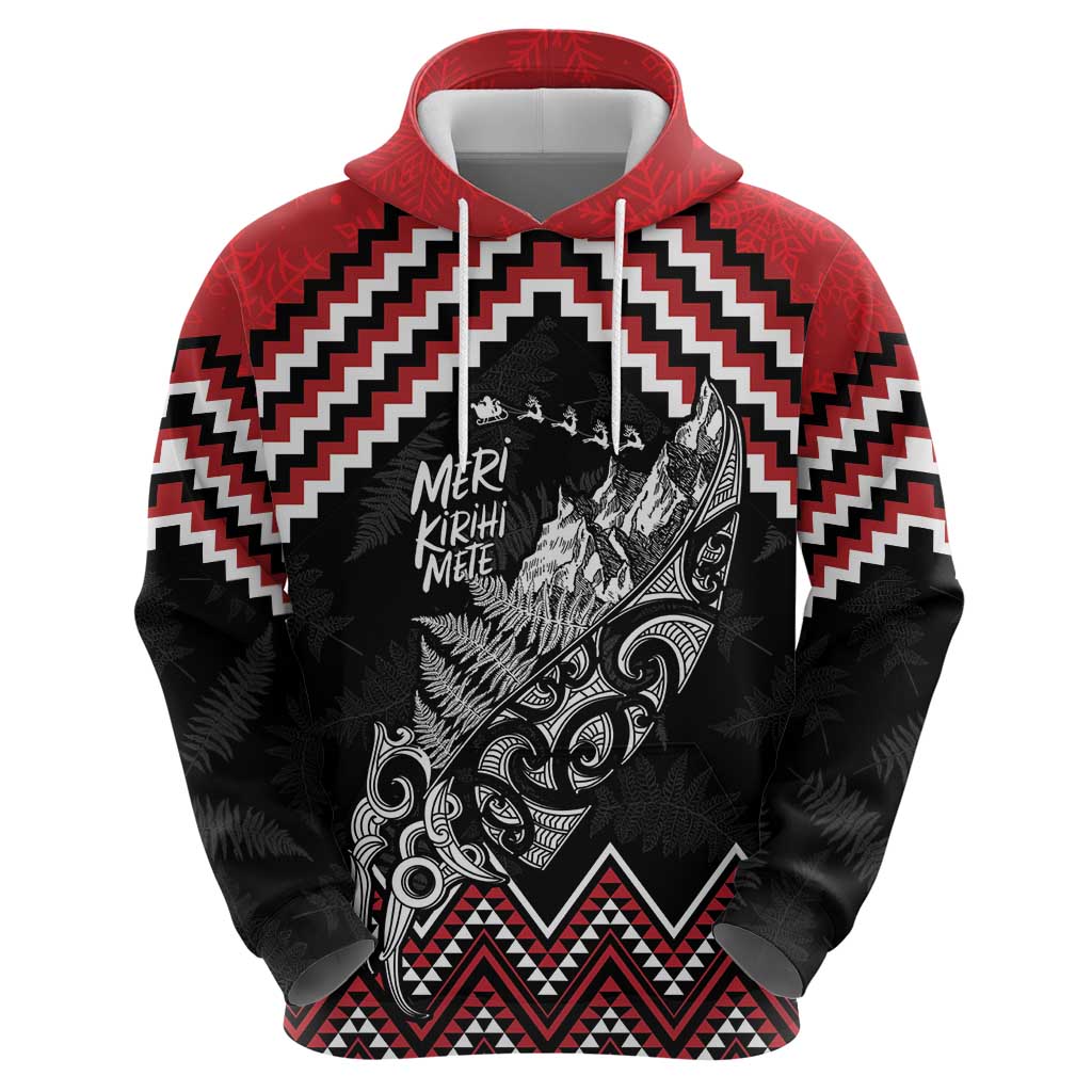 New Zealand Christmas Taniko Poutama Hoodie Mountainscape Maori Fern - Polynesian Pride