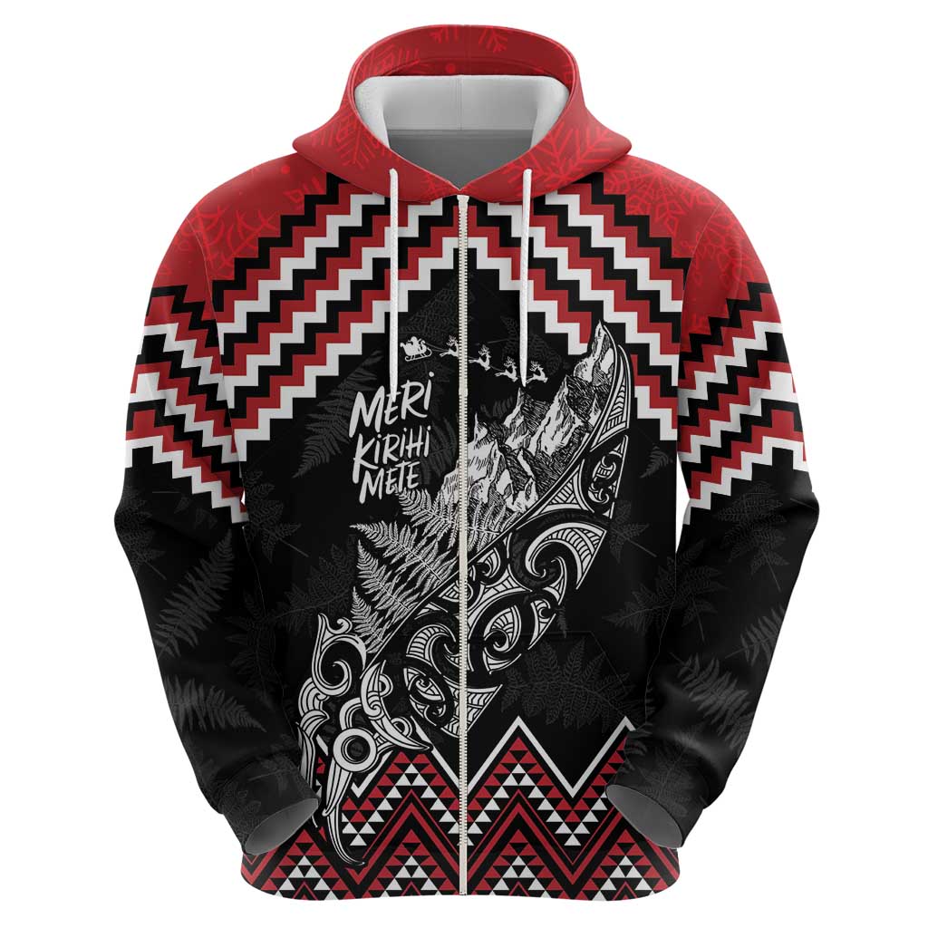 New Zealand Christmas Taniko Poutama Hoodie Mountainscape Maori Fern - Polynesian Pride