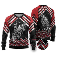 New Zealand Christmas Taniko Poutama Ugly Christmas Sweater Mountainscape Maori Fern - Polynesian Pride