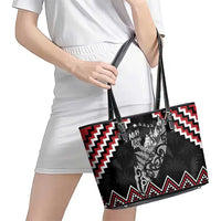 New Zealand Christmas Taniko Poutama Leather Tote Bag Mountainscape Maori Fern - Polynesian Pride