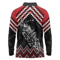 New Zealand Christmas Taniko Poutama Long Sleeve Polo Shirt Mountainscape Maori Fern LT7 - Polynesian Pride