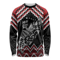 New Zealand Christmas Taniko Poutama Long Sleeve Shirt Mountainscape Maori Fern - Polynesian Pride
