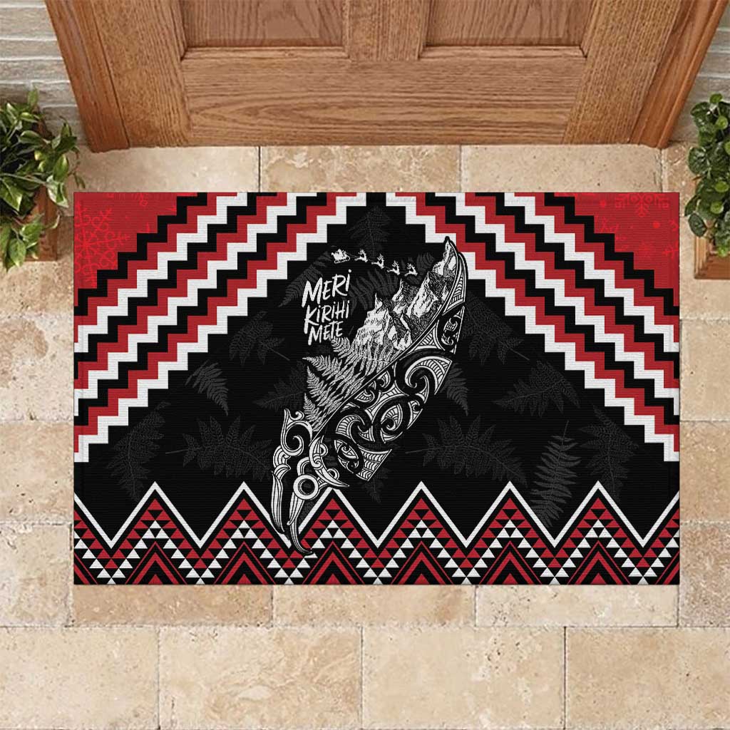 New Zealand Christmas Taniko Poutama Rubber Doormat Mountainscape Maori Fern - Polynesian Pride