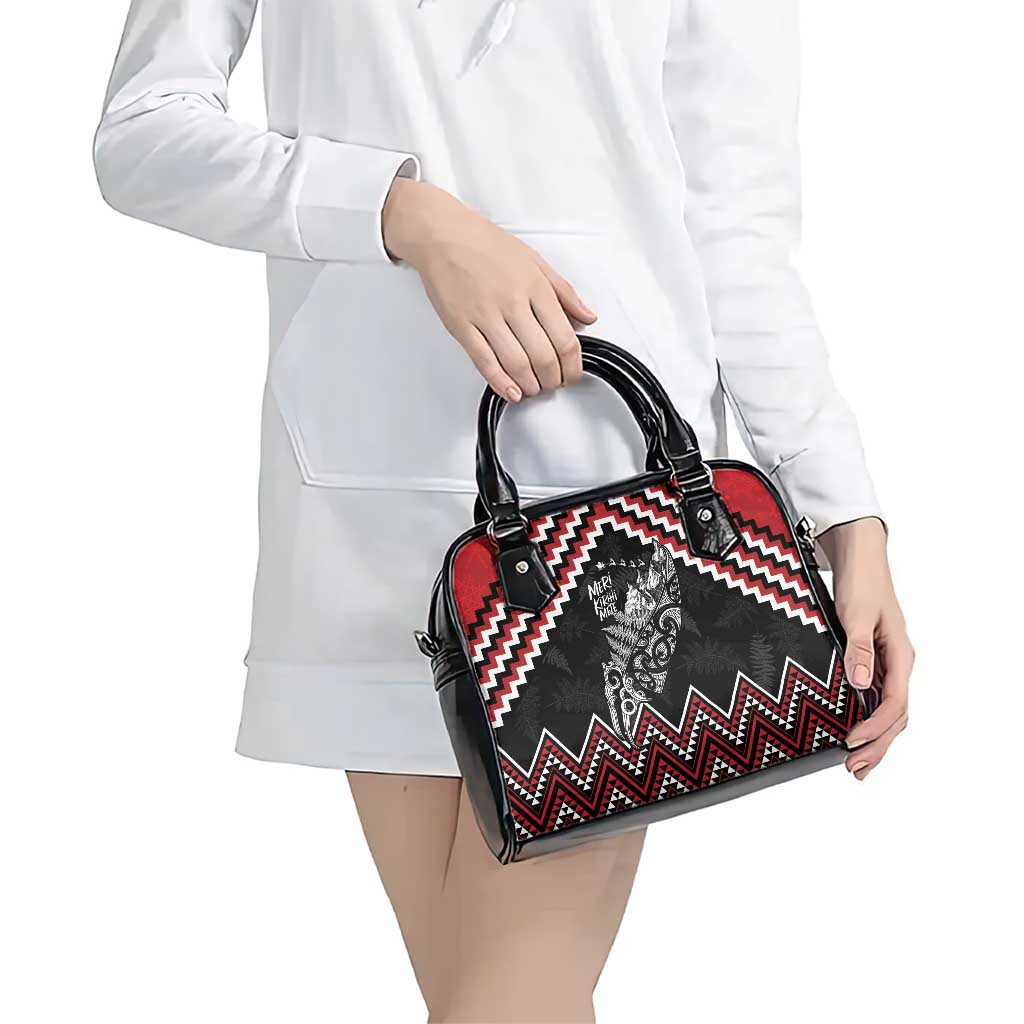 New Zealand Christmas Taniko Poutama Shoulder Handbag Mountainscape Maori Fern - Polynesian Pride