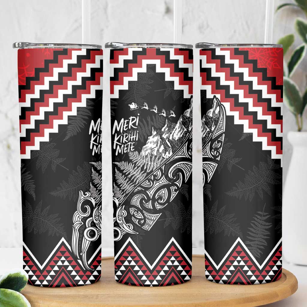 New Zealand Christmas Taniko Poutama Skinny Tumbler Mountainscape Maori Fern LT7 - Polynesian Pride