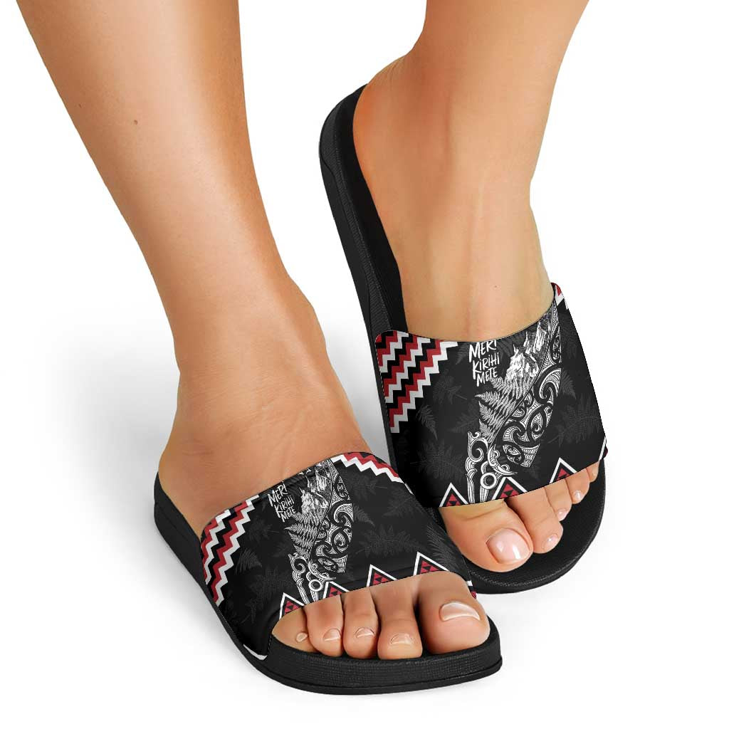 New Zealand Christmas Taniko Poutama Slide Sandals Mountainscape Maori Fern - Polynesian Pride