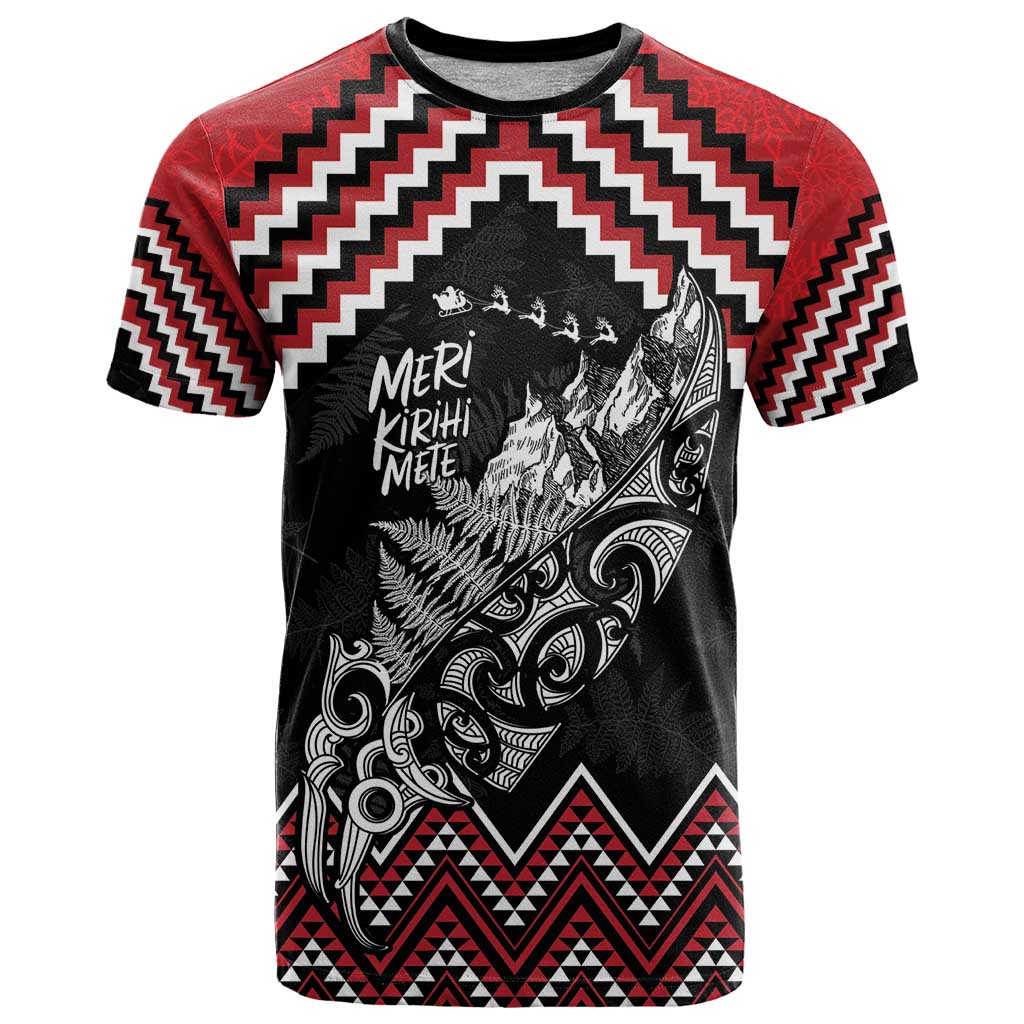 New Zealand Christmas Taniko Poutama T Shirt Mountainscape Maori Fern - Polynesian Pride