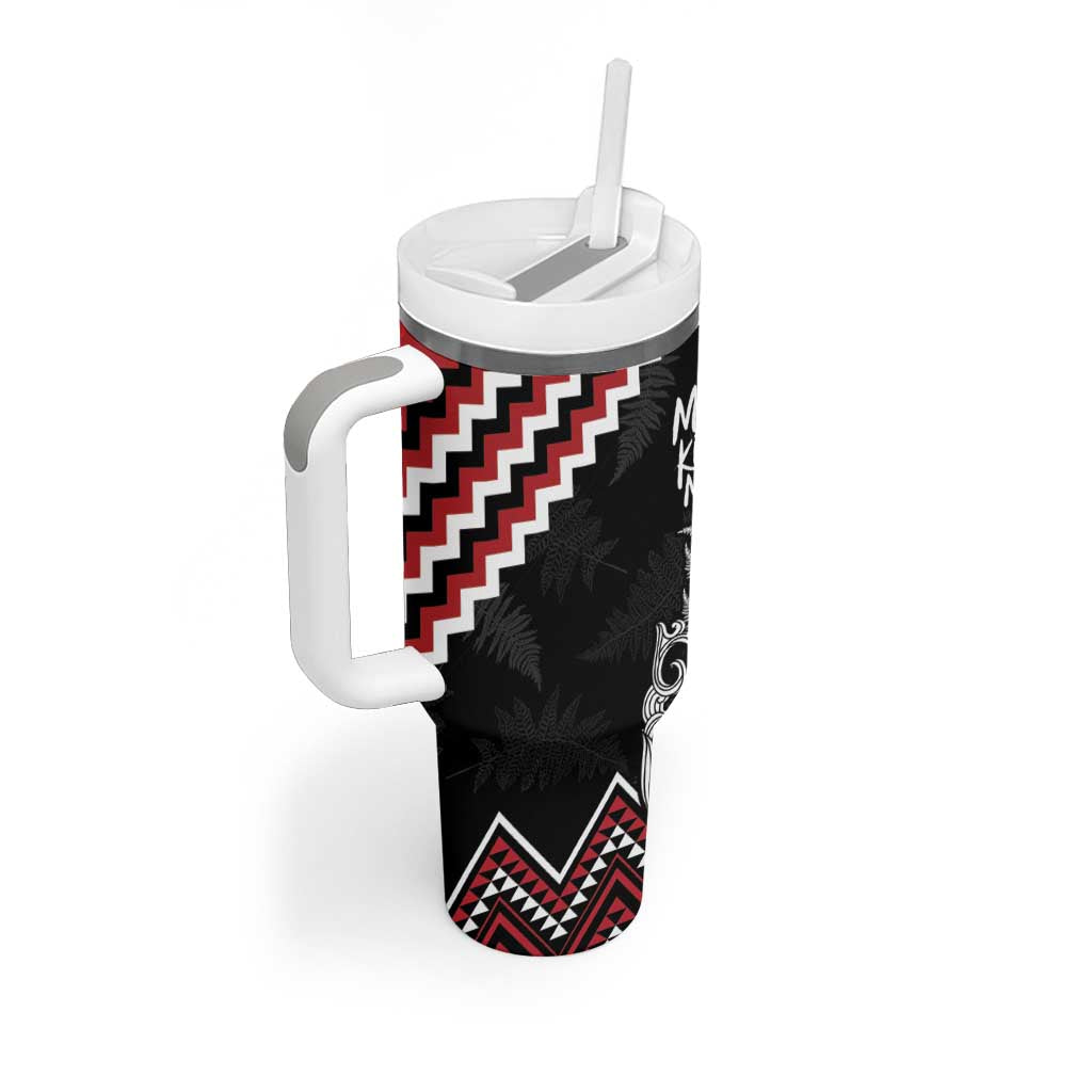 New Zealand Christmas Taniko Poutama Tumbler With Handle Mountainscape Maori Fern - Polynesian Pride