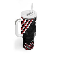 New Zealand Christmas Taniko Poutama Tumbler With Handle Mountainscape Maori Fern - Polynesian Pride