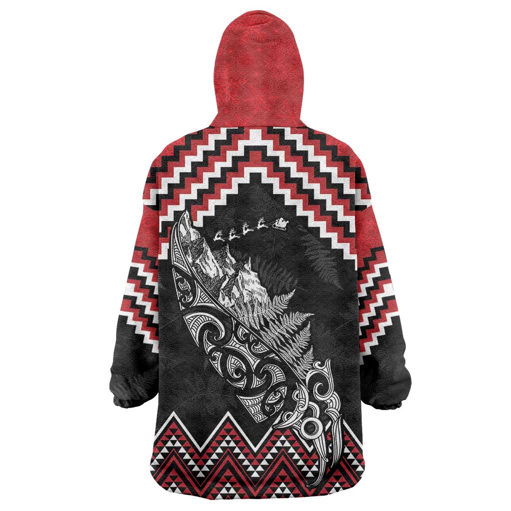 New Zealand Christmas Taniko Poutama Wearable Blanket Hoodie Mountainscape Maori Fern LT7 - Polynesian Pride