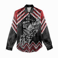 New Zealand Christmas Taniko Poutama Women Casual Shirt Mountainscape Maori Fern LT7 - Polynesian Pride
