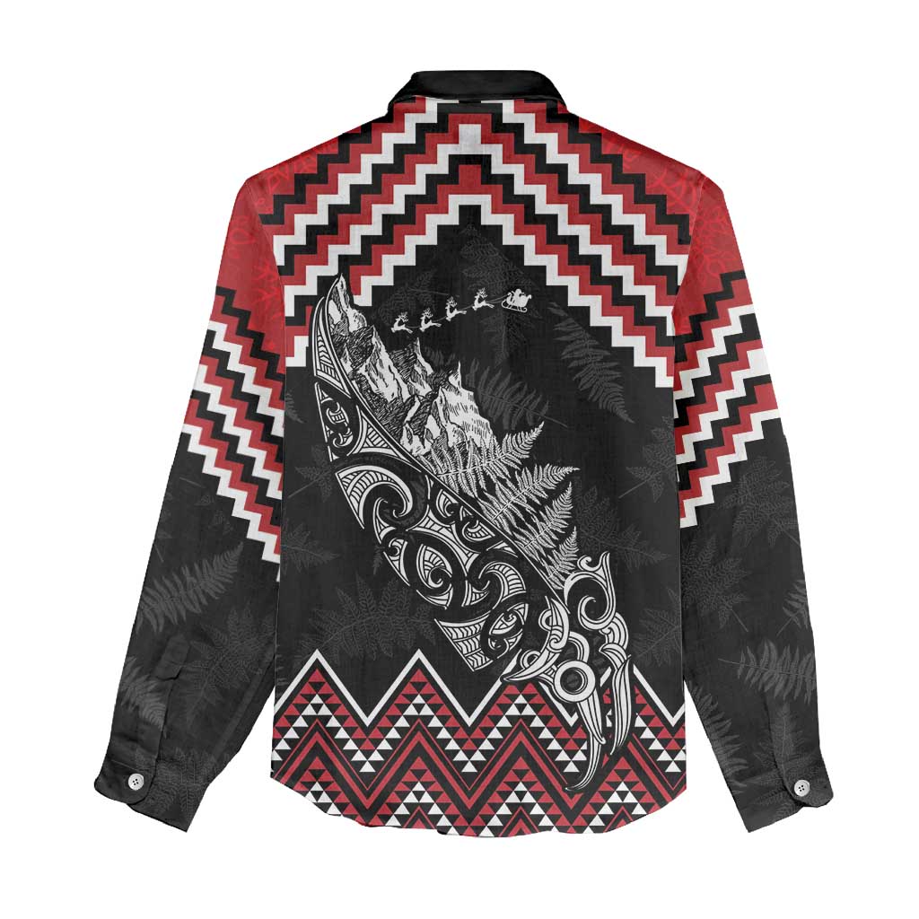 New Zealand Christmas Taniko Poutama Women Casual Shirt Mountainscape Maori Fern LT7 - Polynesian Pride
