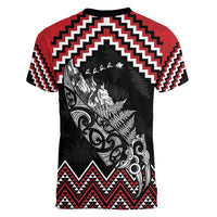 New Zealand Christmas Taniko Poutama Women V-Neck T-Shirt Mountainscape Maori Fern LT7 - Polynesian Pride