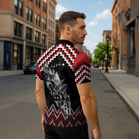 New Zealand Christmas Taniko Poutama Zipper Polo Shirt Mountainscape Maori Fern LT7 - Polynesian Pride