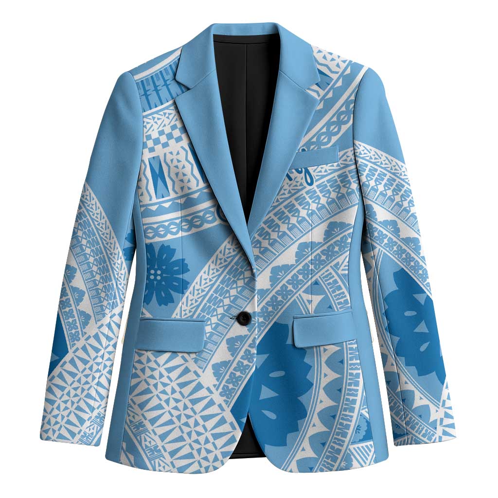 Bula Fiji Classic Masi Tapa Blazer Turquoise - Polynesian Pride