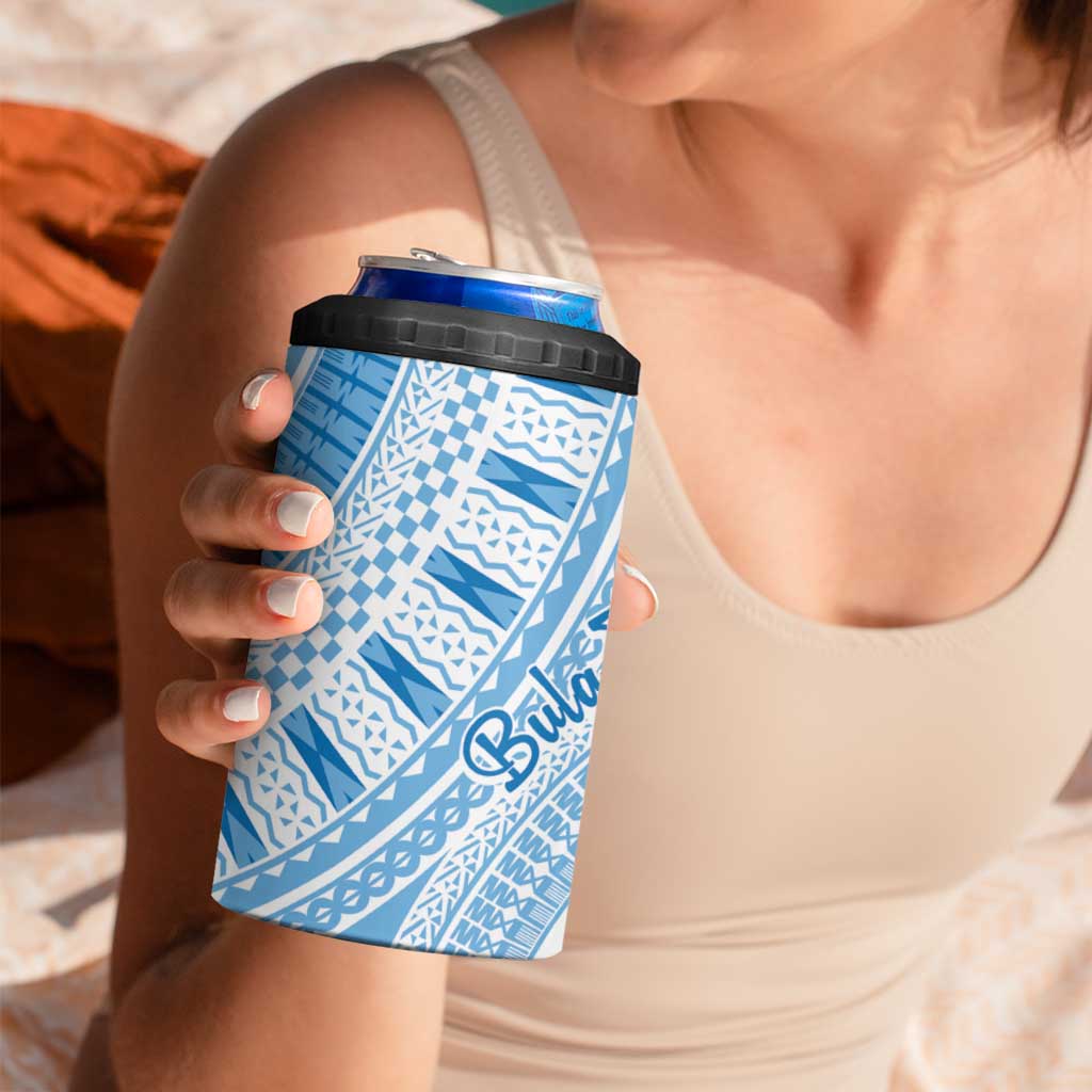 Bula Fiji Classic Masi Tapa 4 in 1 Can Cooler Tumbler Turquoise - Polynesian Pride