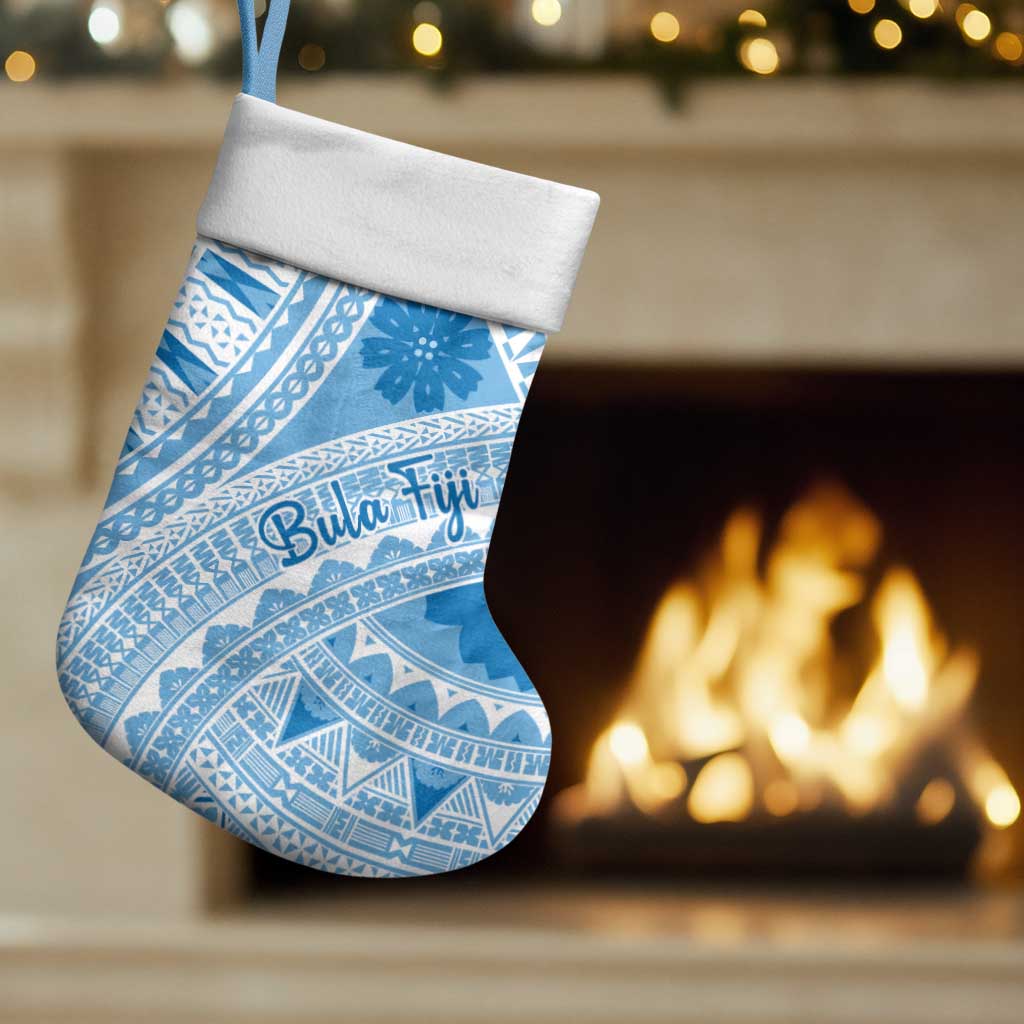 Bula Fiji Classic Masi Tapa Christmas Stocking Turquoise - Polynesian Pride