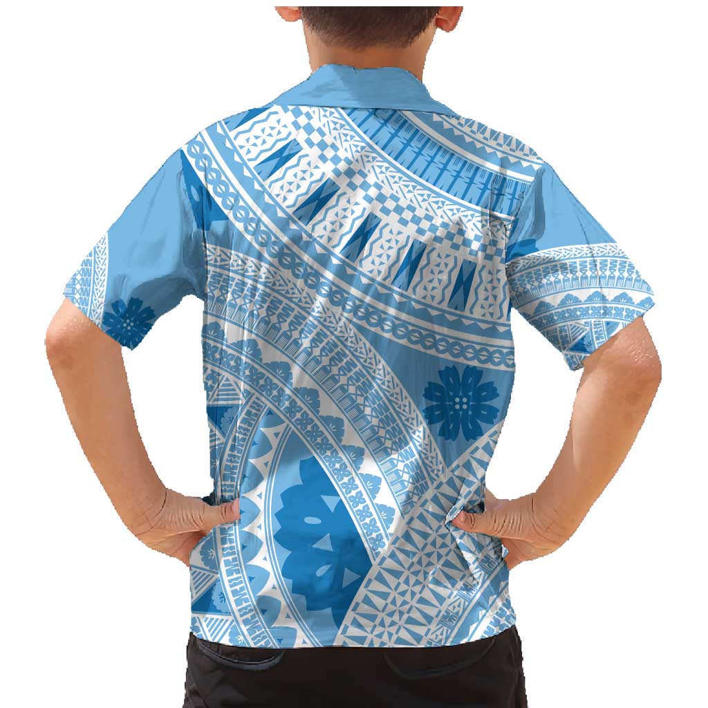 Bula Fiji Classic Masi Tapa Family Matching Mermaid Dress and Hawaiian Shirt Turquoise LT7 - Polynesian Pride