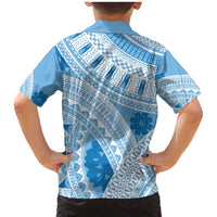 Bula Fiji Classic Masi Tapa Family Matching Mermaid Dress and Hawaiian Shirt Turquoise LT7 - Polynesian Pride