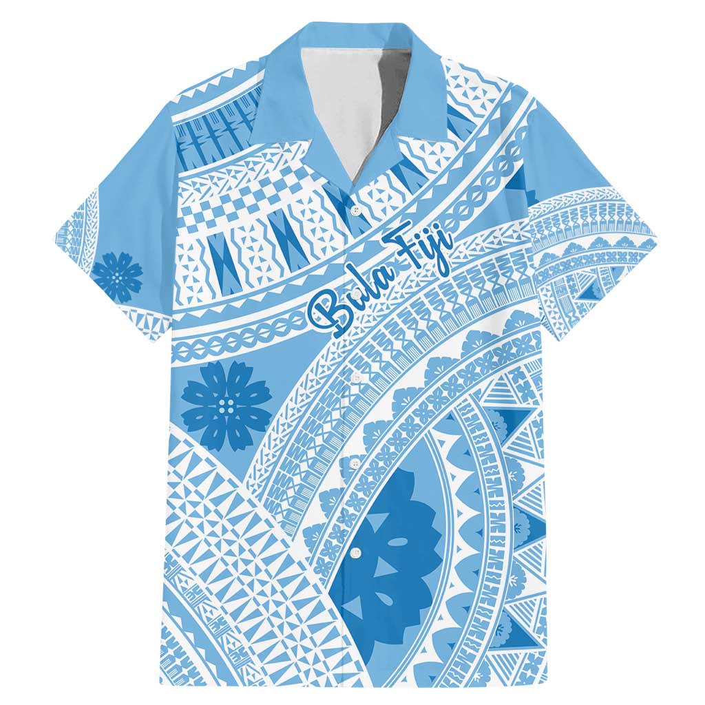 Bula Fiji Classic Masi Tapa Family Matching Mermaid Dress and Hawaiian Shirt Turquoise LT7 Dad's Shirt - Short Sleeve Turquoise - Polynesian Pride
