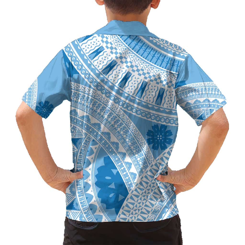 Bula Fiji Classic Masi Tapa Family Matching Off Shoulder Maxi Dress and Hawaiian Shirt Turquoise LT7 - Polynesian Pride