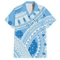 Bula Fiji Classic Masi Tapa Family Matching Off Shoulder Short Dress and Hawaiian Shirt Turquoise LT7 Dad's Shirt - Short Sleeve Turquoise - Polynesian Pride
