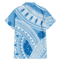 Bula Fiji Classic Masi Tapa Family Matching Off Shoulder Short Dress and Hawaiian Shirt Turquoise LT7 - Polynesian Pride