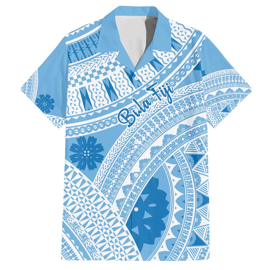 Bula Fiji Classic Masi Tapa Family Matching Tank Maxi Dress and Hawaiian Shirt Turquoise LT7 Dad's Shirt - Short Sleeve Turquoise - Polynesian Pride