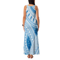 Bula Fiji Classic Masi Tapa Family Matching Tank Maxi Dress and Hawaiian Shirt Turquoise LT7 - Polynesian Pride