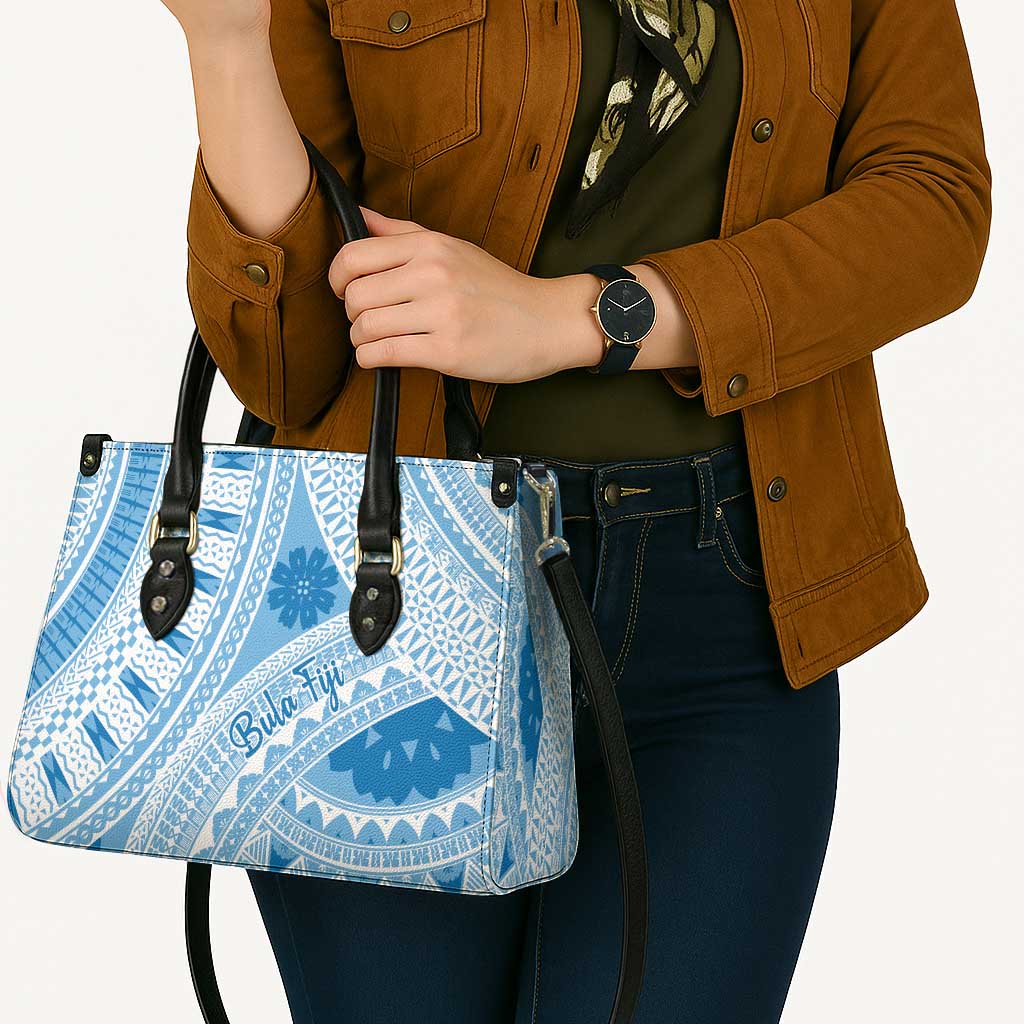 Bula Fiji Classic Masi Tapa Leather Bag Turquoise - Polynesian Pride