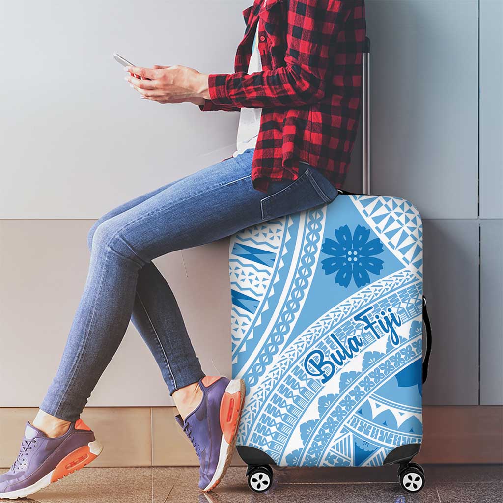 Bula Fiji Classic Masi Tapa Luggage Cover Turquoise - Polynesian Pride