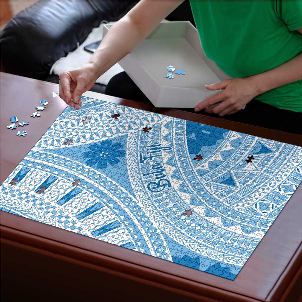Bula Fiji Classic Masi Tapa Puzzle Turquoise - Polynesian Pride