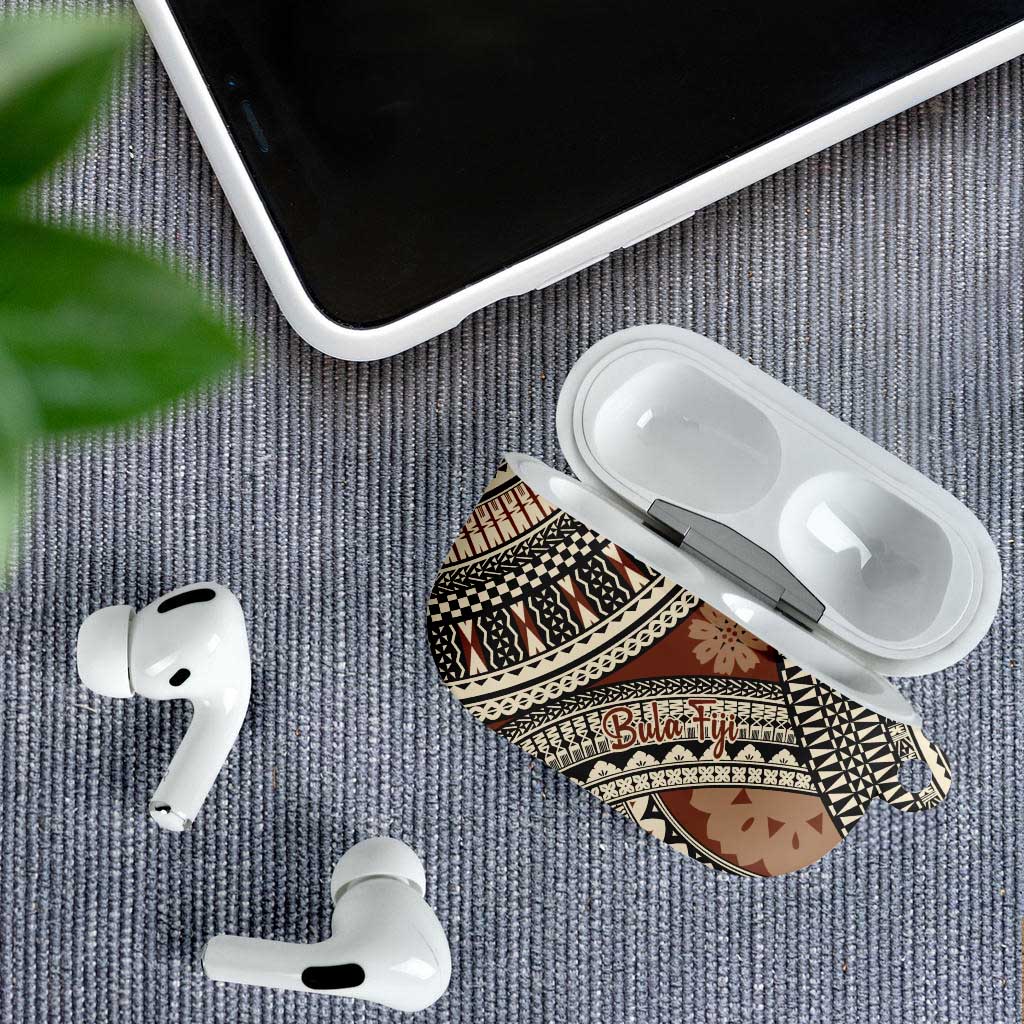 Bula Fiji Classic Masi Tapa AirPods Case Vintage Brown - Polynesian Pride