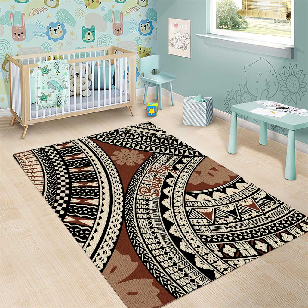 Bula Fiji Classic Masi Tapa Area Rug Vintage Brown - Polynesian Pride