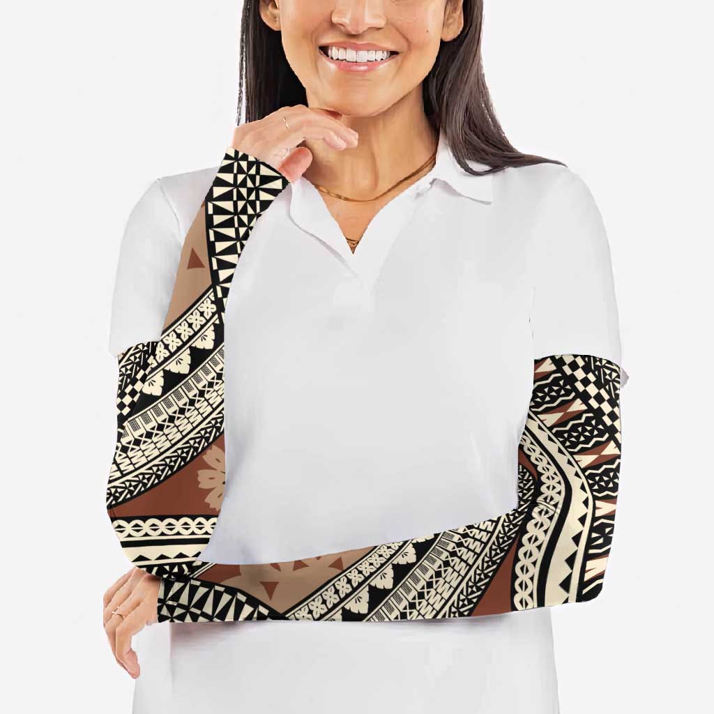 Bula Fiji Classic Masi Tapa Arm Sleeves Vintage Brown - Polynesian Pride