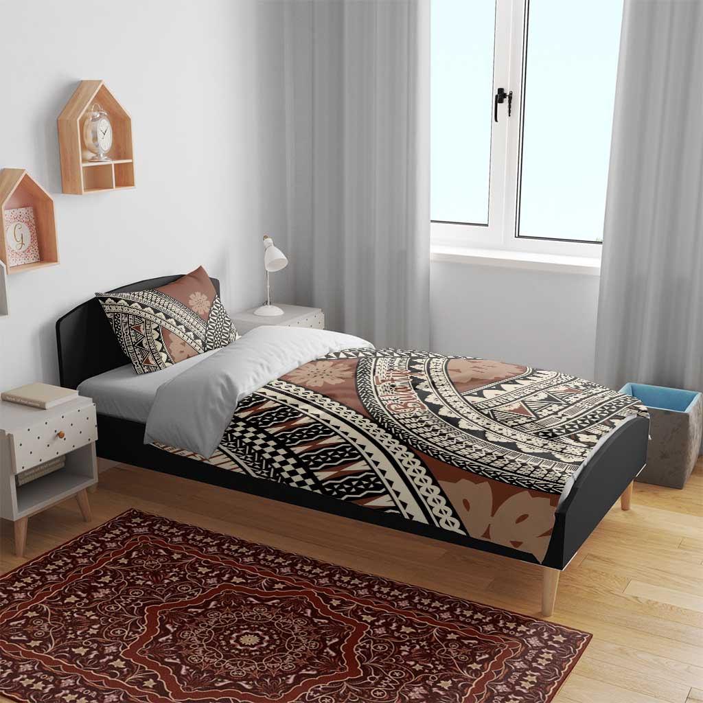 Bula Fiji Classic Masi Tapa Bedding Set Vintage Brown - Polynesian Pride