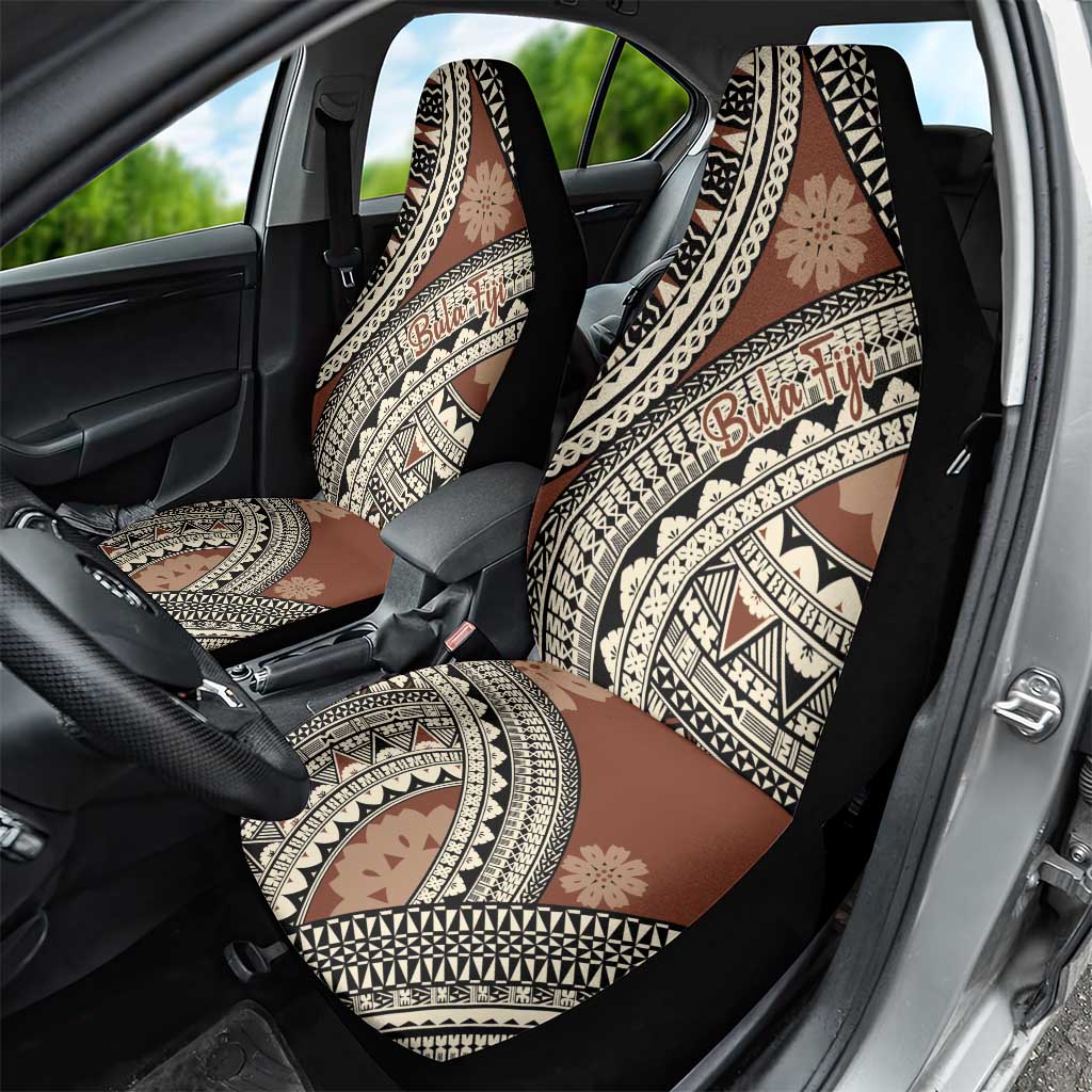 Bula Fiji Classic Masi Tapa Car Seat Cover Vintage Brown - Polynesian Pride