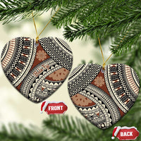 Bula Fiji Classic Masi Tapa Ceramic Ornament Vintage Brown - Polynesian Pride