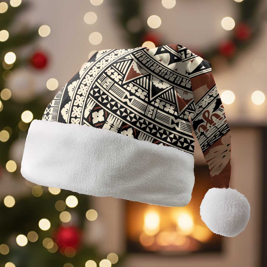 Bula Fiji Classic Masi Tapa Christmas Santa Hat Vintage Brown - Polynesian Pride