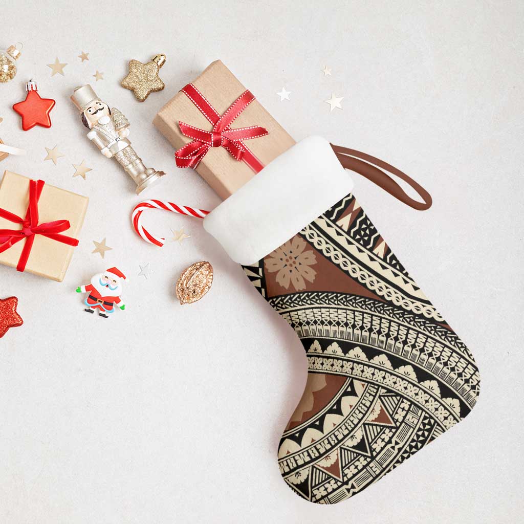 Bula Fiji Classic Masi Tapa Christmas Stocking Vintage Brown - Polynesian Pride
