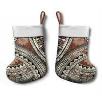 Bula Fiji Classic Masi Tapa Christmas Stocking Vintage Brown - Polynesian Pride